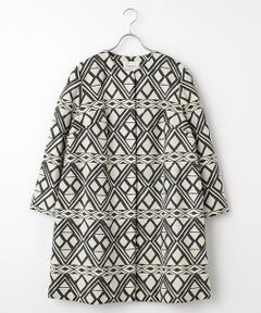 TABASA / タバサ ステンカラーコート | ジオメトリック風通ジャガードコート