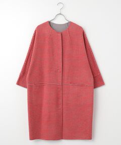 TABASA / タバサ その他アウター | ギンガム × 無地 ダブルフェイス 両面起毛 コート