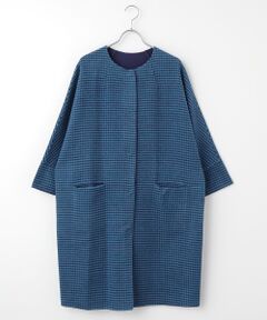 TABASA / タバサ その他アウター | ギンガム × 無地 ダブルフェイス 両面起毛 コート