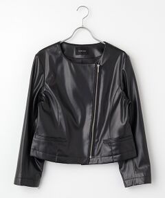 TABASA / タバサ レザーブルゾン・ジャケット | フェイクレザー ノーカラー ライダース ジャケット