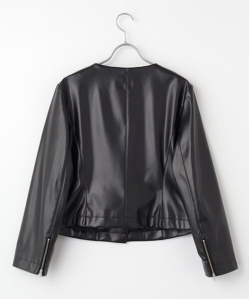 TABASA / タバサ レザーブルゾン・ジャケット | フェイクレザー ノーカラー ライダース ジャケット | 詳細2