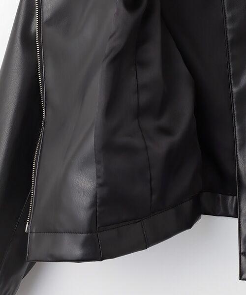 TABASA / タバサ レザーブルゾン・ジャケット | フェイクレザー ノーカラー ライダース ジャケット | 詳細4