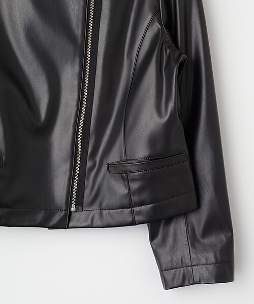 TABASA / タバサ レザーブルゾン・ジャケット | フェイクレザー ノーカラー ライダース ジャケット | 詳細5