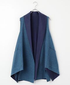 TABASA / タバサ ベスト | ギンガム × 無地 ダブルフェイス 両面起毛 ロングベスト