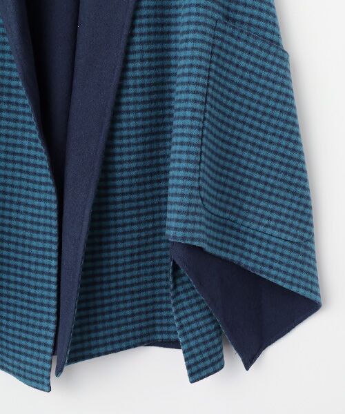 TABASA / タバサ ベスト | ギンガム × 無地 ダブルフェイス 両面起毛 ロングベスト | 詳細5