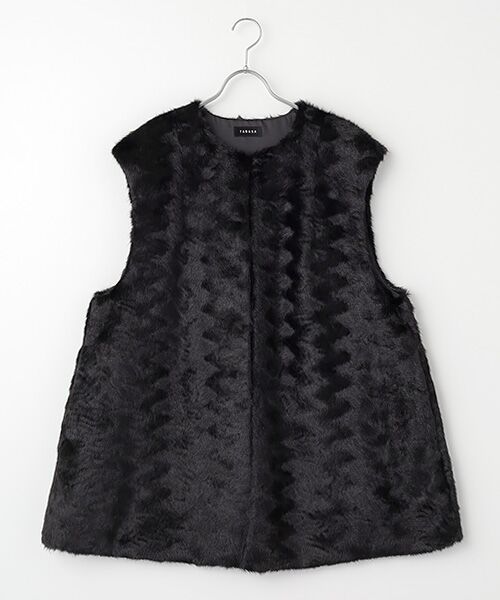TABASA / タバサ ベスト | アストラカン風 ファー ベスト（クロ）