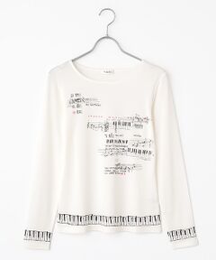 TABASA / タバサ カットソー | ハーフミラノリブ 楽譜プリント Tシャツ