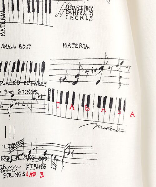 TABASA / タバサ カットソー | ハーフミラノリブ 楽譜プリント Tシャツ | 詳細1