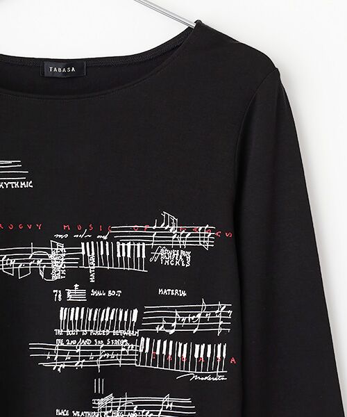 TABASA / タバサ カットソー | ハーフミラノリブ 楽譜プリント Tシャツ | 詳細3