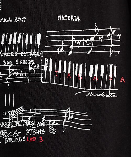 TABASA / タバサ カットソー | ハーフミラノリブ 楽譜プリント Tシャツ | 詳細5