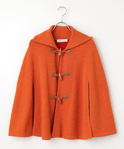 TABASA / タバサ ポンチョ | 接結 ニット ポンチョ（オレンジ×アカ）