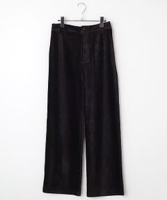 ほど良いゆとりのあるストレートシルエットのパンツです。<br>ストレッチ性のあるカットソー素材で仕立ててあり、リラックスしてお召しいただけます。<br>ウエストは前にファスナー開きがあり、後ろのみゴム仕様になっています。<br>すっきりとしたきちんと感のある見た目で仕上げました。<br>＊手洗い可<br>＊前左右にポケットつき<br><br>【生地】<br>コーデュロイのような細いうねがある表面のコットンパイルジャージーです。<br>ふっくらとしたやわらかな風合いで仕上げました。<br>キックバックの良いストレッチ性も備えており、着用時にお尻や膝が出てしまうといったストレスがほとんどありません。<br>毛足のある素材ですので、アイロンをかける際はアタリが出ないよう、あて布をあてることをおすすめします。
