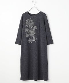 TABASA / タバサ ロング・マキシ丈ワンピース | ウールリング 雪柄 プリント ワンピース