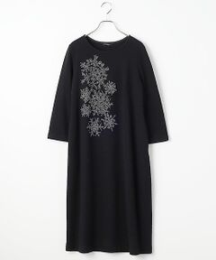 TABASA / タバサ ロング・マキシ丈ワンピース | ウールリング 雪柄 プリント ワンピース