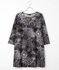 TABASA / タバサ チュニック | 梨地 プレ―ディング × スノークリスタル プリント チュニック