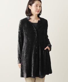 TABASA / タバサ その他アウター | クラッシュ エンボス ベロア ロング ジャケット