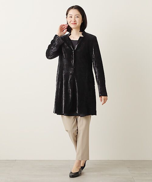 TABASA / タバサ その他アウター | クラッシュ エンボス ベロア ロング ジャケット | 詳細8