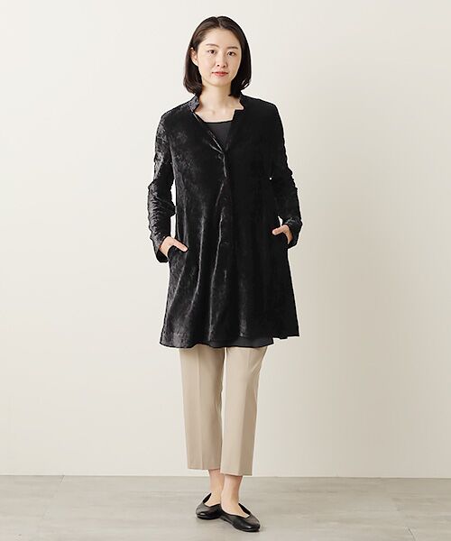 TABASA / タバサ その他アウター | クラッシュ エンボス ベロア ロング ジャケット | 詳細9