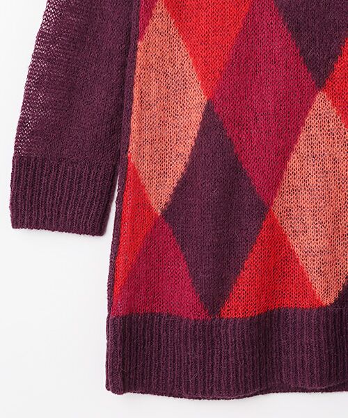 TABASA / タバサ チュニック | シアー ニット ダイヤ柄 オフタートル チュニック | 詳細2