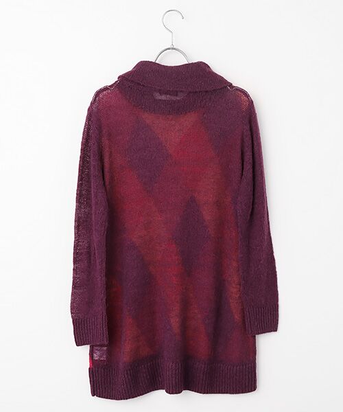 TABASA / タバサ チュニック | シアー ニット ダイヤ柄 オフタートル チュニック | 詳細3