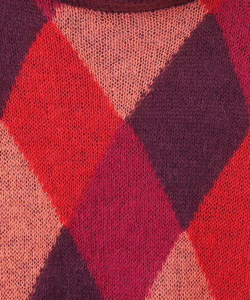 TABASA / タバサ チュニック | シアー ニット ダイヤ柄 オフタートル チュニック | 詳細4