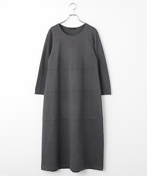TABASA / タバサ ロング・マキシ丈ワンピース | ウォーム ストレッチ ポンチ ワンピ―ス（グレー）