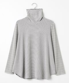 TABASA / タバサ Tシャツ | コンビネーション ボーダー タートルネック Tシャツ