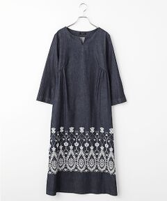 TABASA / タバサ ロング・マキシ丈ワンピース | 5.5オンス デニム レース刺繍 ワンピース