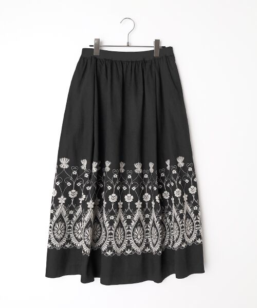 TABASA / タバサ デニムスカート | 5.5オンス デニム レース刺繍 スカート（クロ）