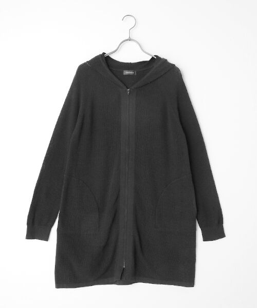 TABASA / タバサ パーカー | カシミア ブレント コットン ニット ロングパーカー（クロ）