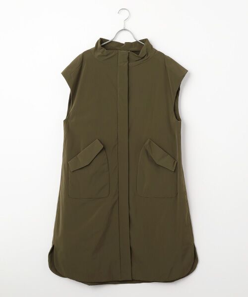TABASA / タバサ ベスト | 撥水 ストレッチ タフタ 中綿入り ベスト（カーキ）
