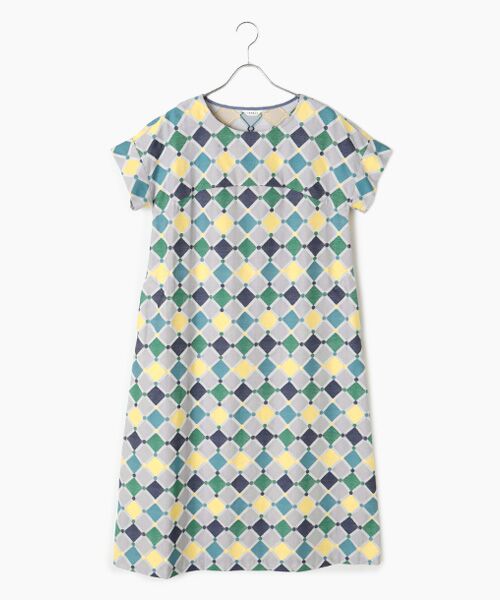 TABASA / タバサ ロング・マキシ丈ワンピース | タイル ジャガード ワンピース（ブルーグリーン系）