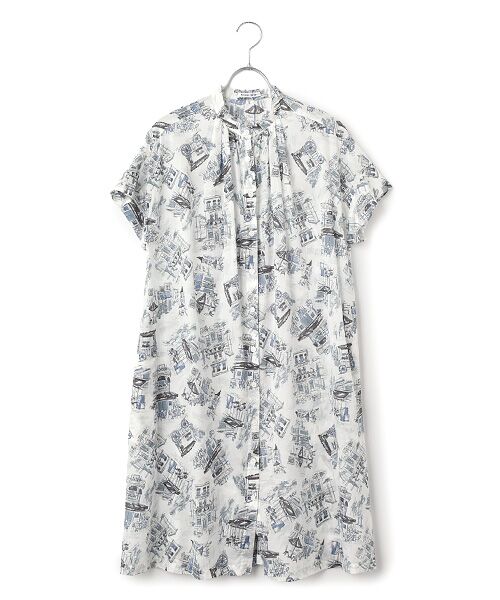 TABASA / タバサ ロング・マキシ丈ワンピース | カフェ プリント ワンピース（クロ系）