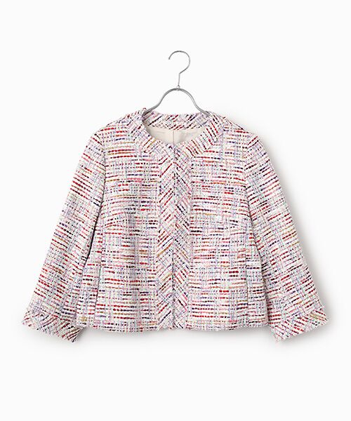 TABASA / タバサ ノーカラージャケット | ファンシー サマーツィード ジャケット（パープル系）
