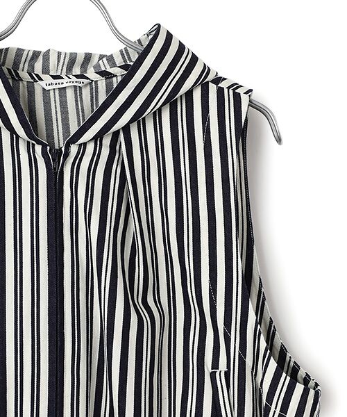 TABASA / タバサ ベスト | インディゴ ランダム ストライプ ベスト | 詳細2