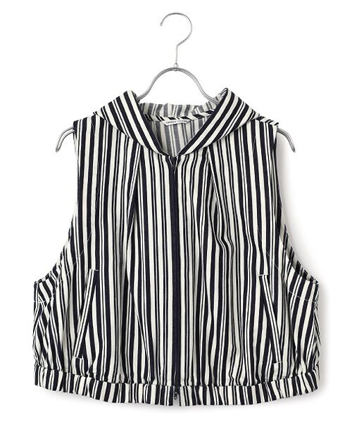TABASA / タバサ ベスト | インディゴ ランダム ストライプ ベスト（オフ×インディゴ）