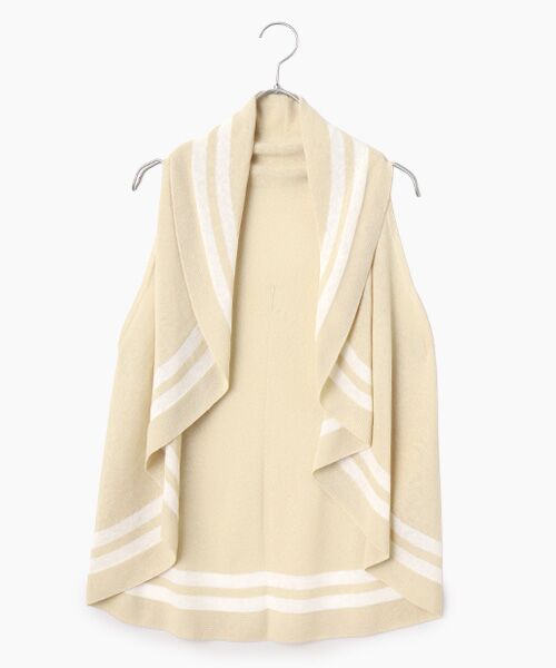 TABASA / タバサ カーディガン・ボレロ | ロマーノ ニット ドレープ ジレ（ベージュ×オフ）