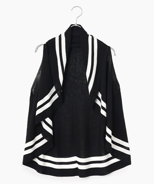 TABASA / タバサ カーディガン・ボレロ | ロマーノ ニット ドレープ ジレ（クロ×オフ）