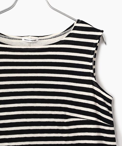 TABASA / タバサ ロング・マキシ丈ワンピース | シースルー 接結 ボーダー ノースリーブ ワンピース | 詳細2