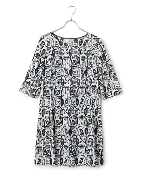 TABASA / タバサ チュニック | グラデーション フラワープリント チュニック（グレー系）