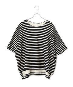 TABASA / タバサ チュニック | シースルー 接結 ボーダー ショートスリーブ チュニック