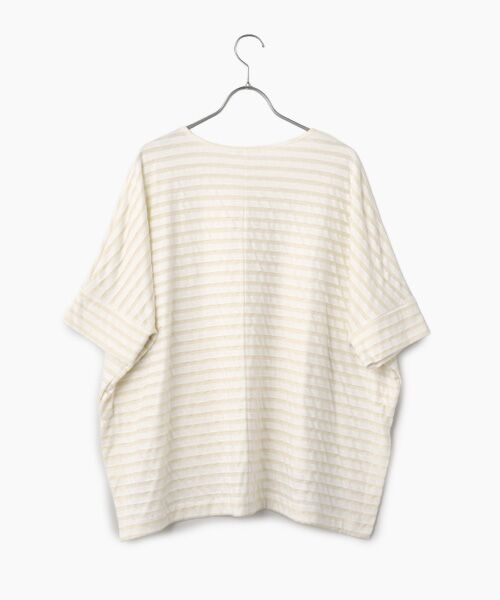 TABASA / タバサ チュニック | シースルー 接結 ボーダー ショートスリーブ チュニック | 詳細1