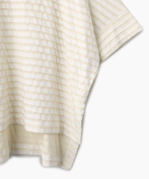 TABASA / タバサ チュニック | シースルー 接結 ボーダー ショートスリーブ チュニック | 詳細3