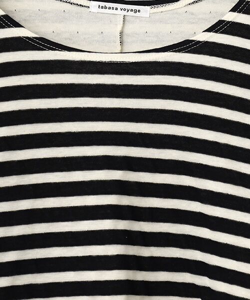 TABASA / タバサ チュニック | シースルー 接結 ボーダー ショートスリーブ チュニック | 詳細5