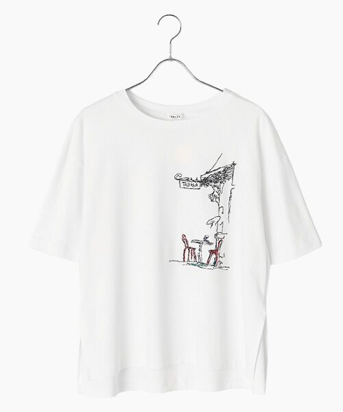 TABASA / タバサ Tシャツ | カフェ 刺繍 Tシャツ（オフ）