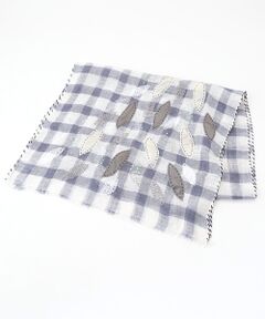 TABASA / タバサ マフラー・ショール・スヌード・ストール | ☆リーフ アップリケ ＆ 刺繍 ギンガム ストール