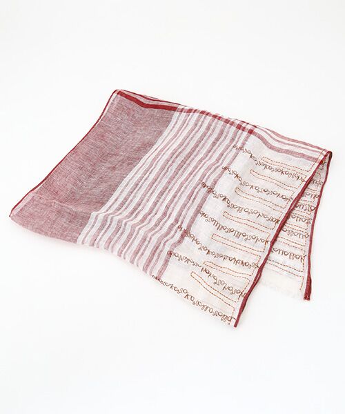 TABASA / タバサ マフラー・ショール・スヌード・ストール | ☆レター刺繍 チェック ストール（アカ）