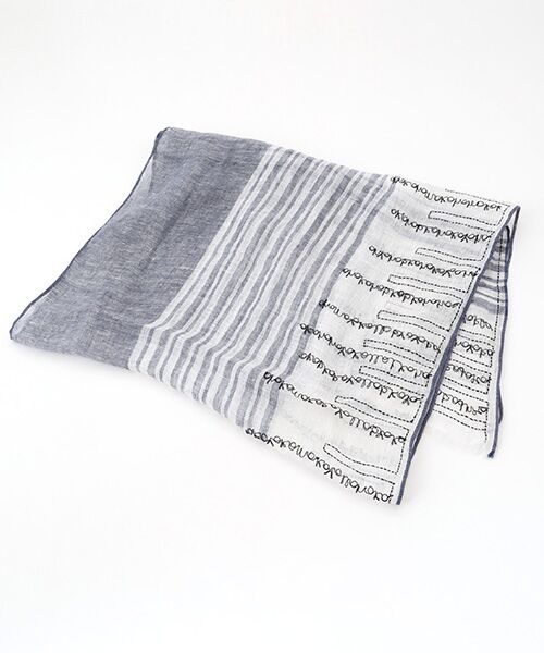 TABASA / タバサ マフラー・ショール・スヌード・ストール | ☆レター刺繍 チェック ストール（ネイビー）