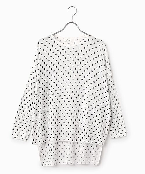 TABASA / タバサ チュニック | ドット プリント ニット チュニック（シロ×コン）