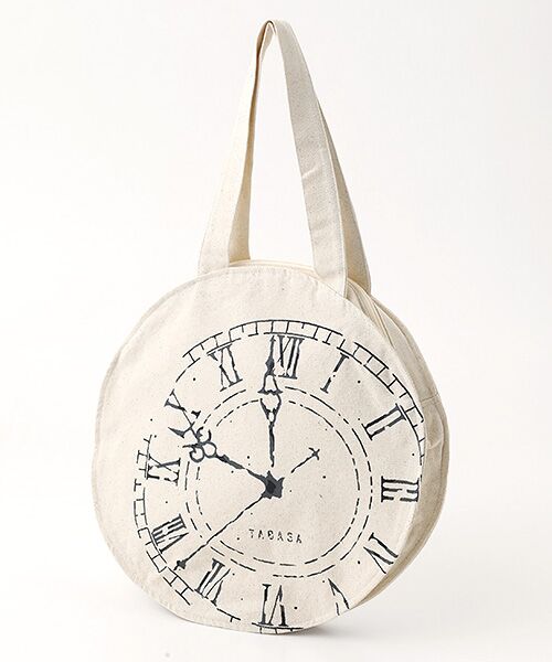 TABASA / タバサ ショルダーバッグ | クロックプリント 帆布 ショルダーバッグ+（ナチュラル）